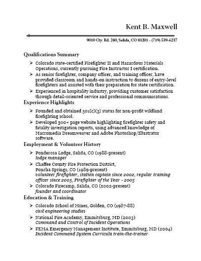 Firefighter Resume