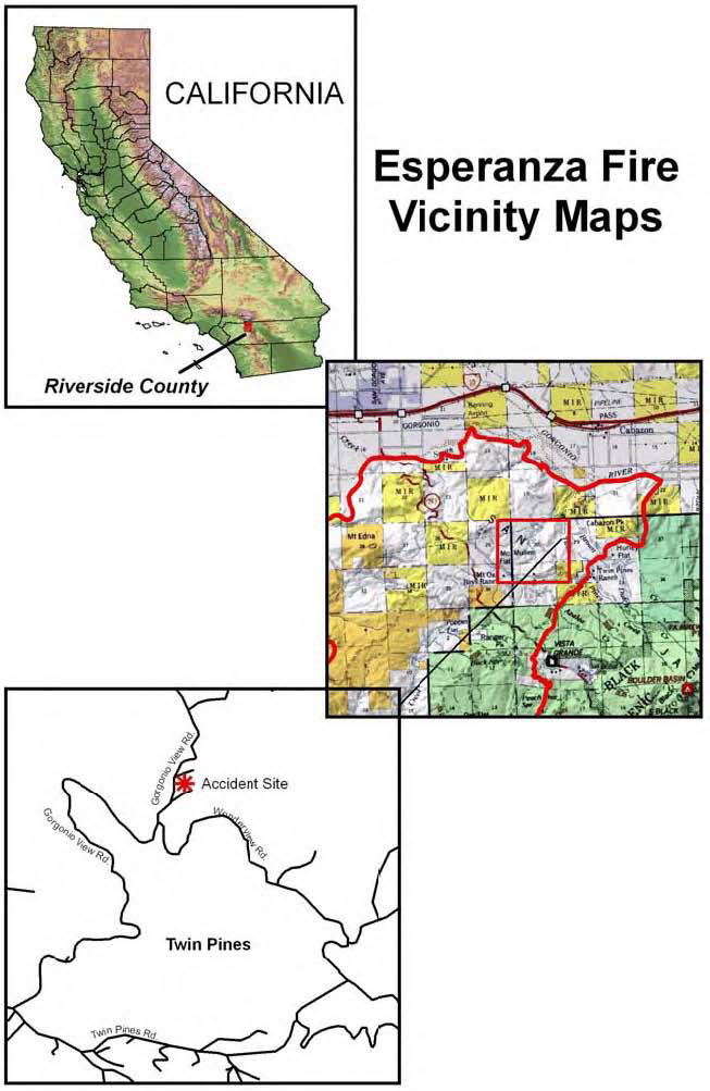Esperanza Fire vicinity maps